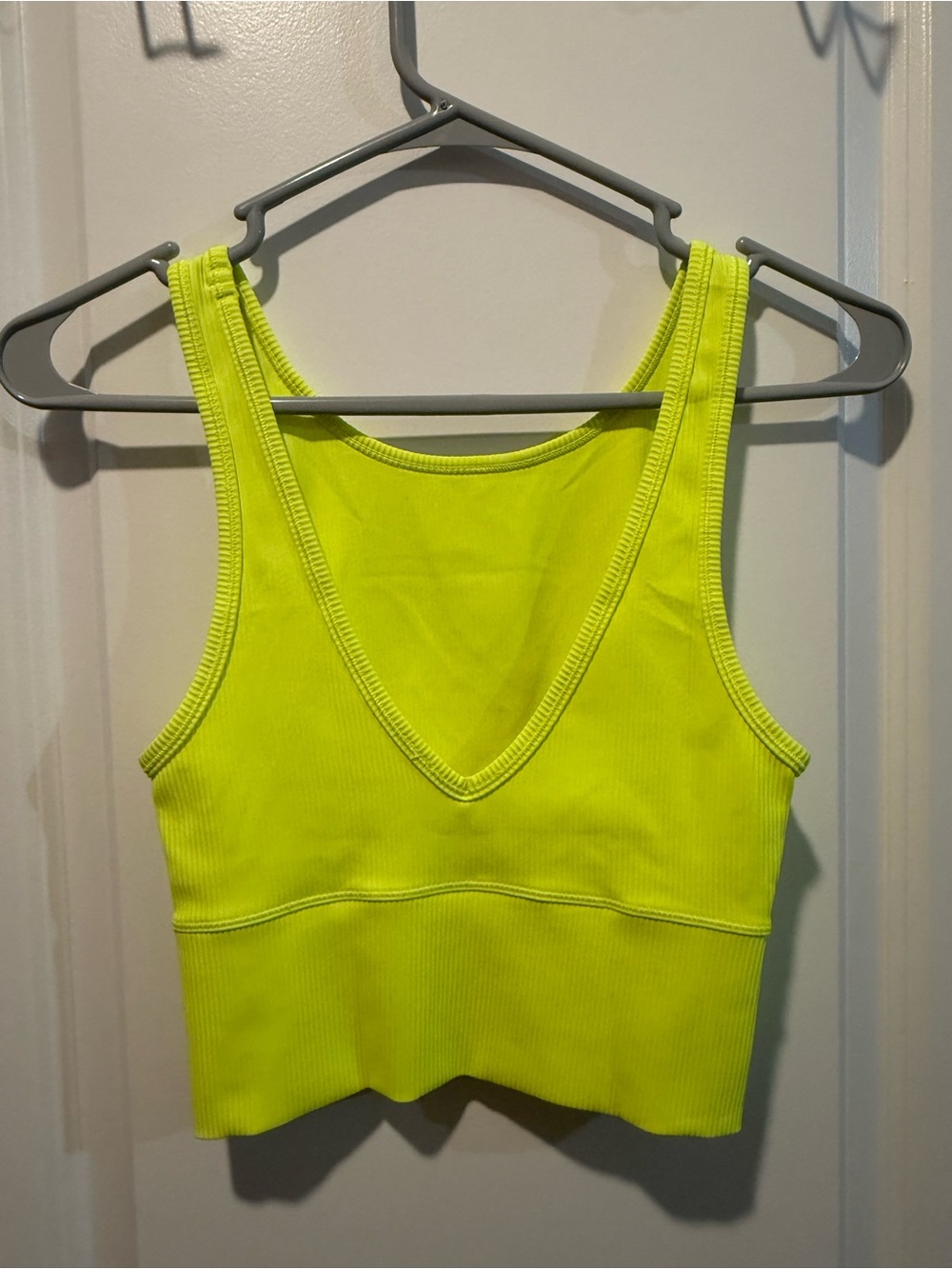 Lululemon Neon Yellow Ribbed reversible Crop Tank